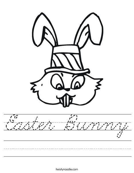 Easter Bunny with Hat Worksheet