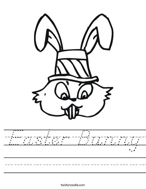 Easter Bunny with Hat Worksheet