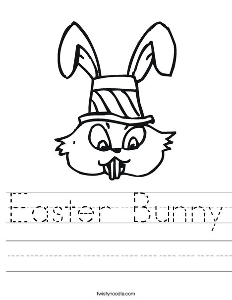 Easter Bunny with Hat Worksheet