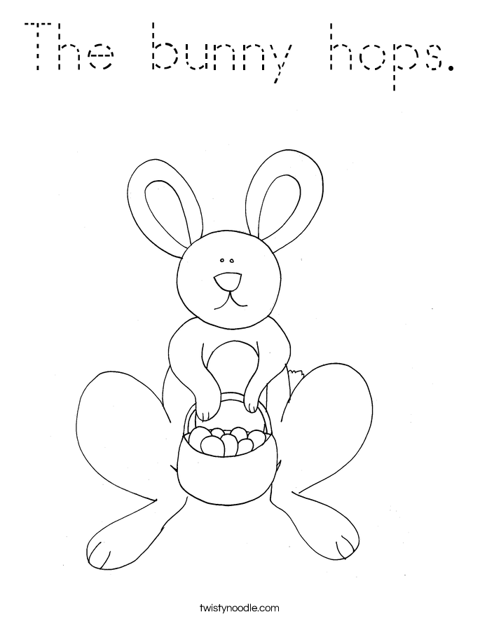 The bunny hops. Coloring Page