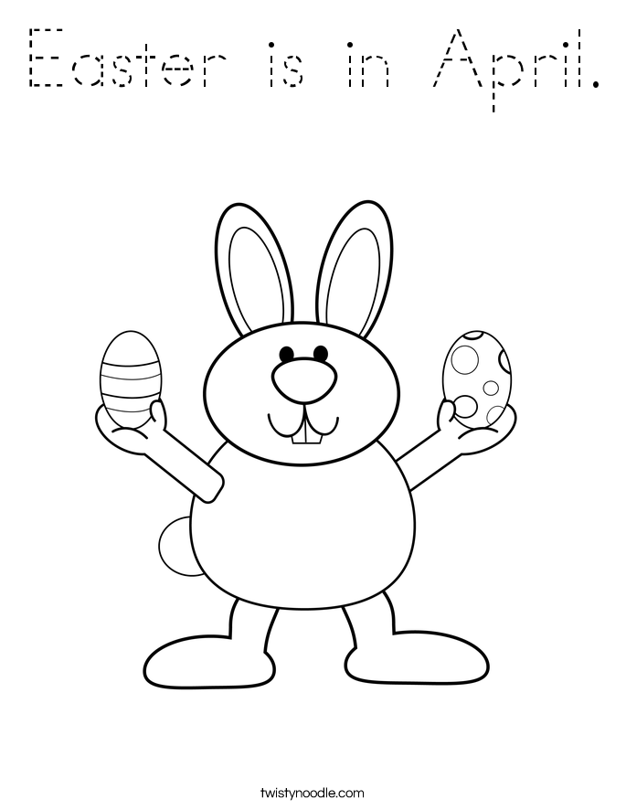 Easter is in April. Coloring Page