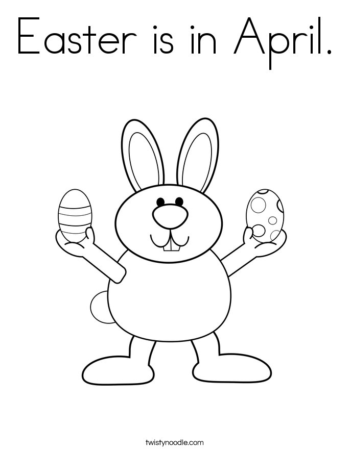 Easter is in April. Coloring Page