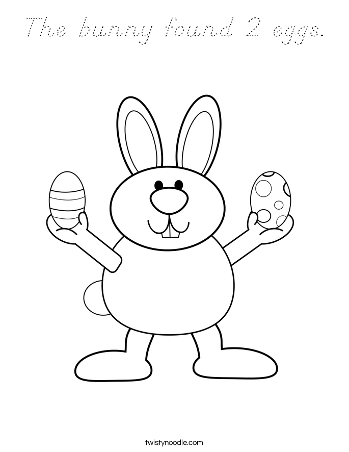 The bunny found 2 eggs. Coloring Page