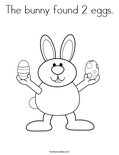 The bunny found 2 eggs.Coloring Page