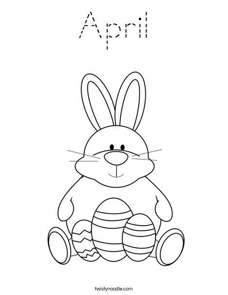 Easter Bunny Sitting with Eggs Coloring Page