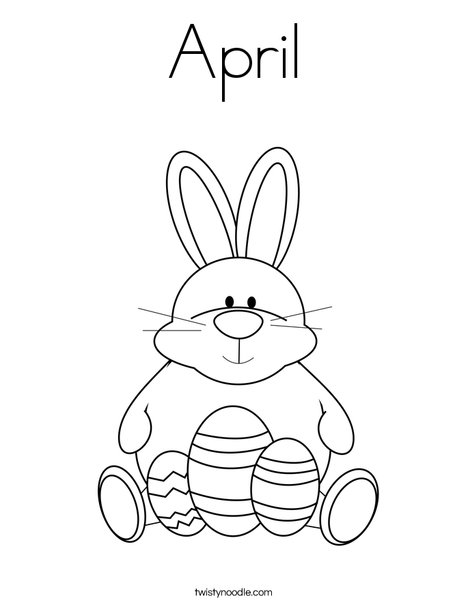 Easter Bunny Sitting with Eggs Coloring Page
