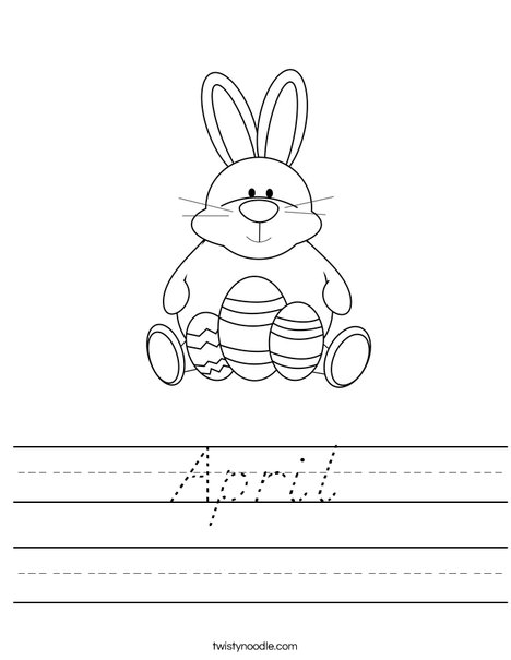 Easter Bunny Sitting with Eggs Worksheet