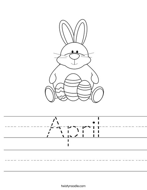 Easter Bunny Sitting with Eggs Worksheet