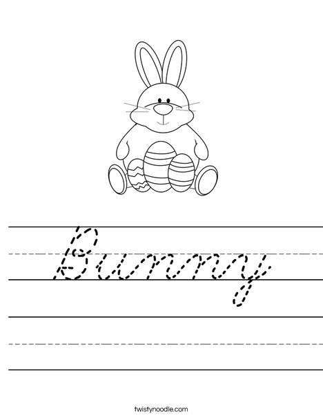 Easter Bunny Sitting with Eggs Worksheet