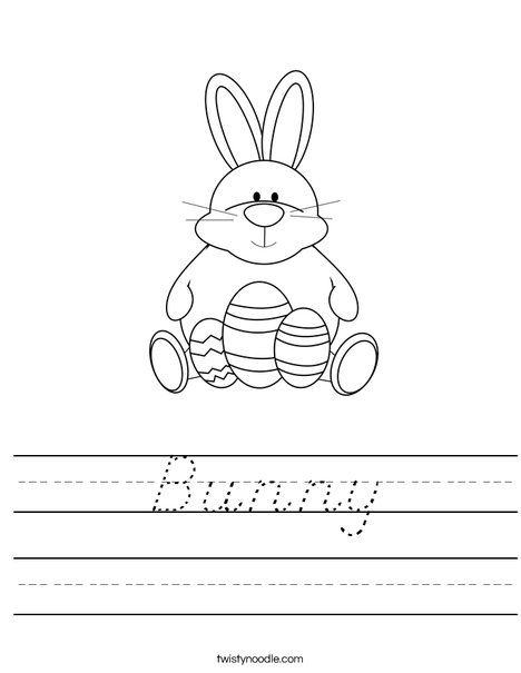 Easter Bunny Sitting with Eggs Worksheet