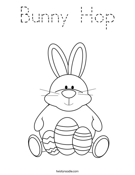 Easter Bunny Sitting with Eggs Coloring Page