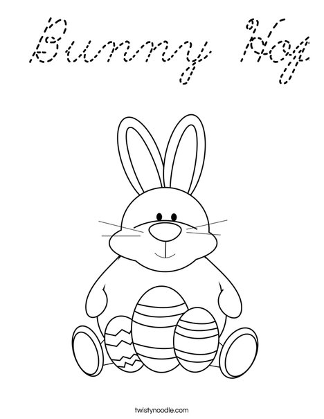 Easter Bunny Sitting with Eggs Coloring Page