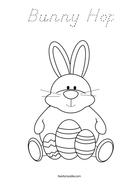 Easter Bunny Sitting with Eggs Coloring Page