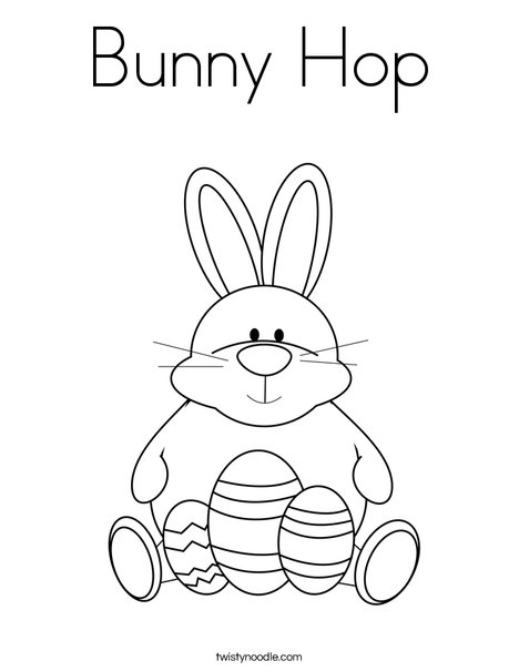 Easter Bunny Sitting with Eggs Coloring Page