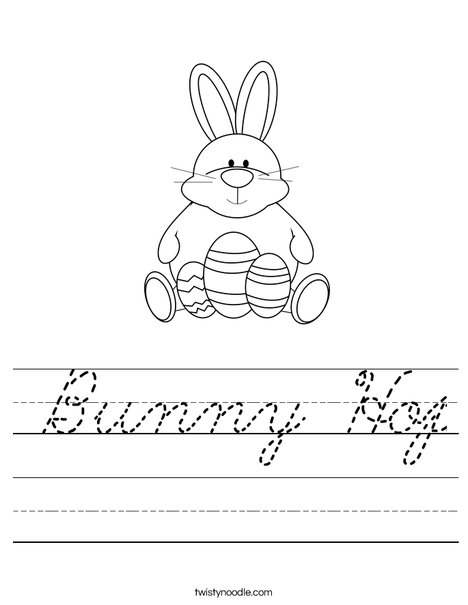 Easter Bunny Sitting with Eggs Worksheet