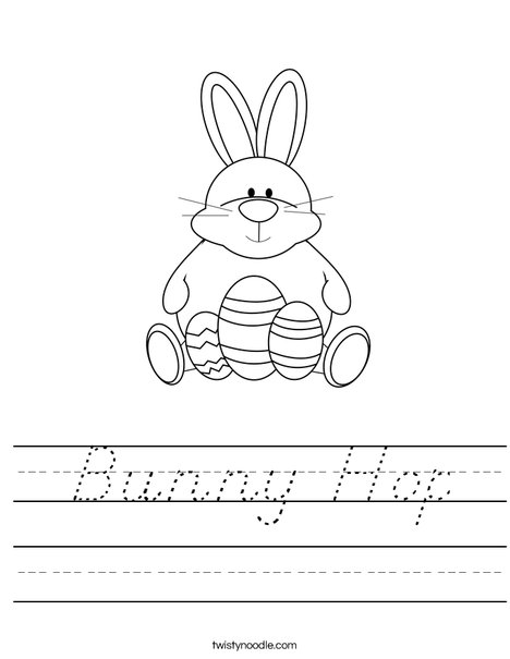 Easter Bunny Sitting with Eggs Worksheet