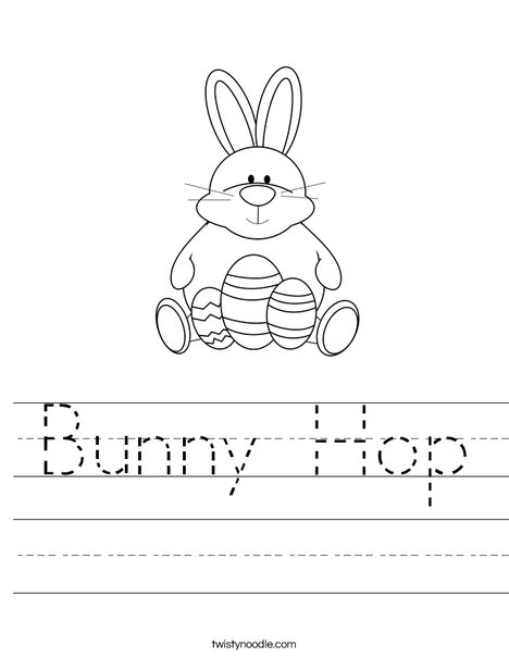 Easter Bunny Sitting with Eggs Worksheet