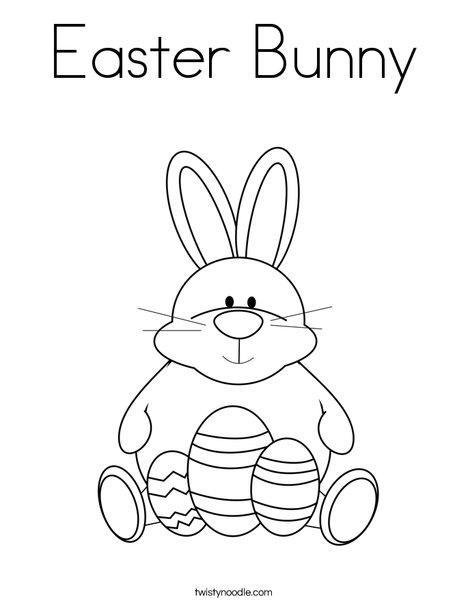 Easter Bunny Sitting with Eggs Coloring Page