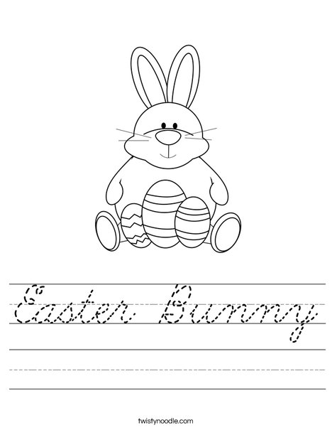 Easter Bunny Sitting with Eggs Worksheet