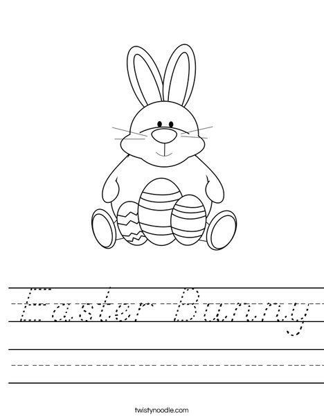 Easter Bunny Sitting with Eggs Worksheet