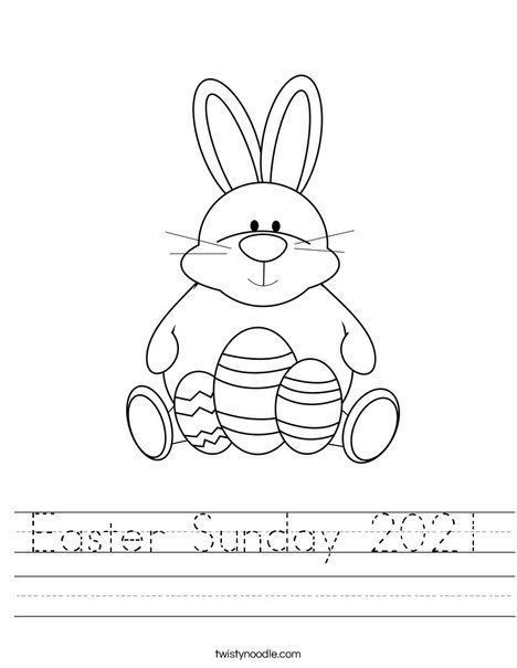 Easter Bunny Sitting with Eggs Worksheet