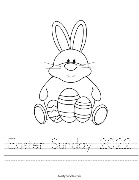Easter Bunny Sitting with Eggs Worksheet