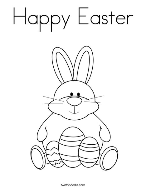 Easter Bunny Sitting with Eggs Coloring Page
