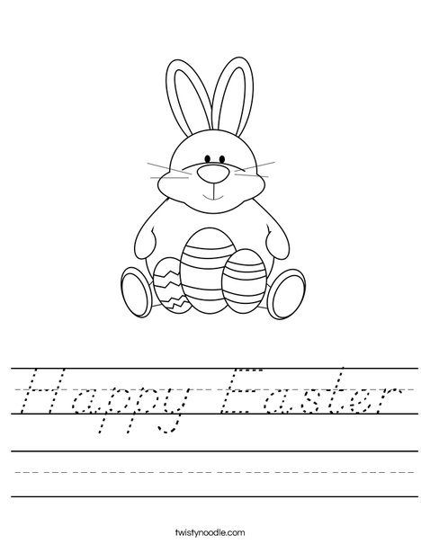 Easter Bunny Sitting with Eggs Worksheet