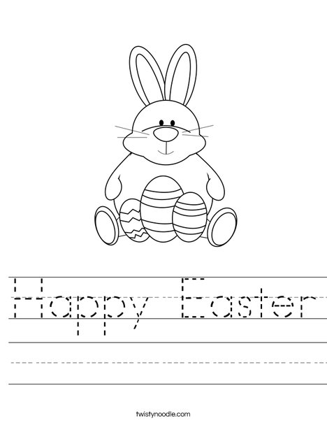 Easter Bunny Sitting with Eggs Worksheet