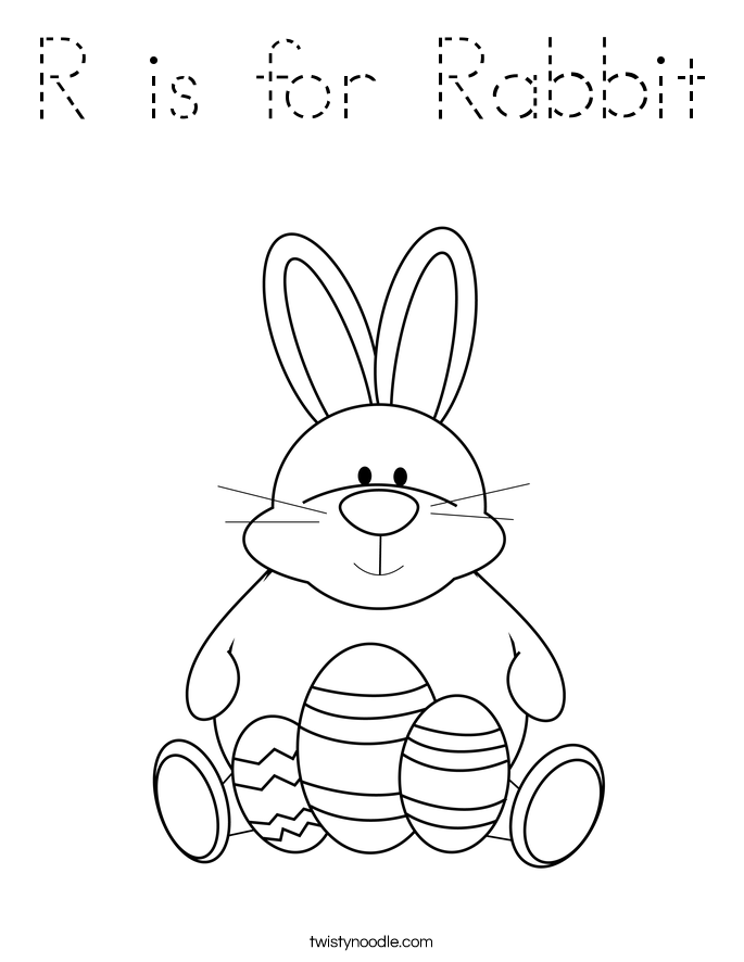 R is for Rabbit Coloring Page