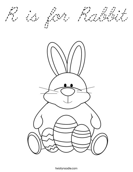 Easter Bunny Sitting with Eggs Coloring Page