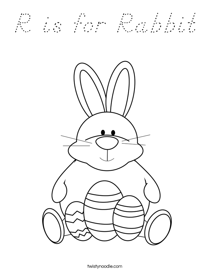 R is for Rabbit Coloring Page