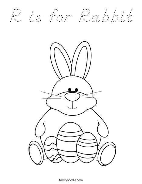 Easter Bunny Sitting with Eggs Coloring Page