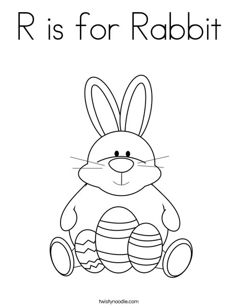 Easter Bunny Sitting with Eggs Coloring Page