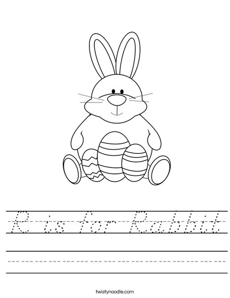 Easter Bunny Sitting with Eggs Worksheet