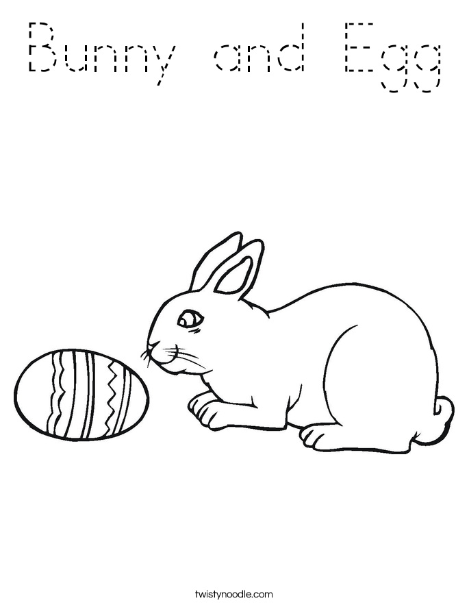 Bunny and Egg Coloring Page - Tracing - Twisty Noodle