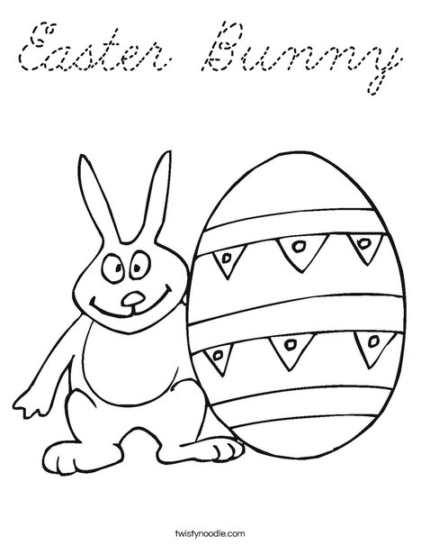 Easter Bunny and Egg Coloring Page