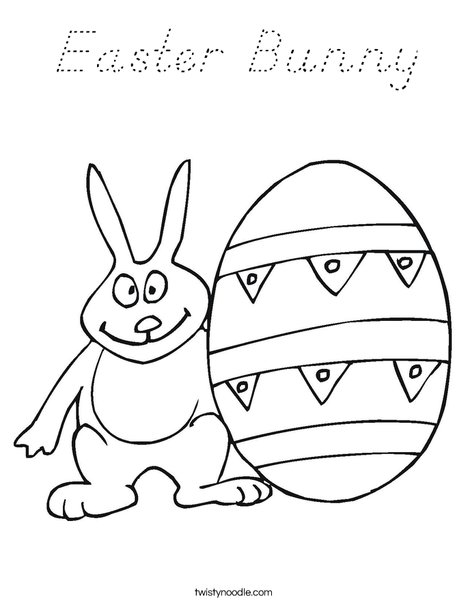 Easter Bunny and Egg Coloring Page