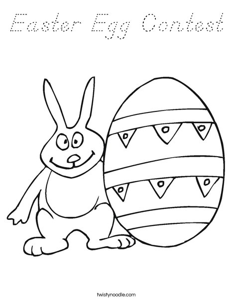 Easter Bunny and Egg Coloring Page
