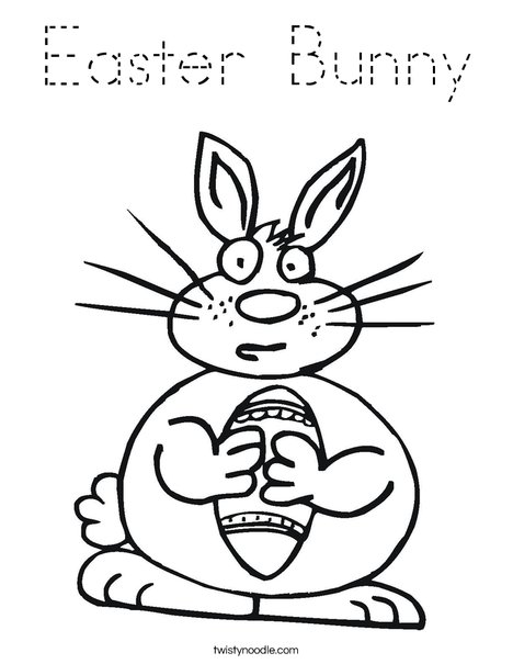 Easter Bunny Holding an Egg Coloring Page