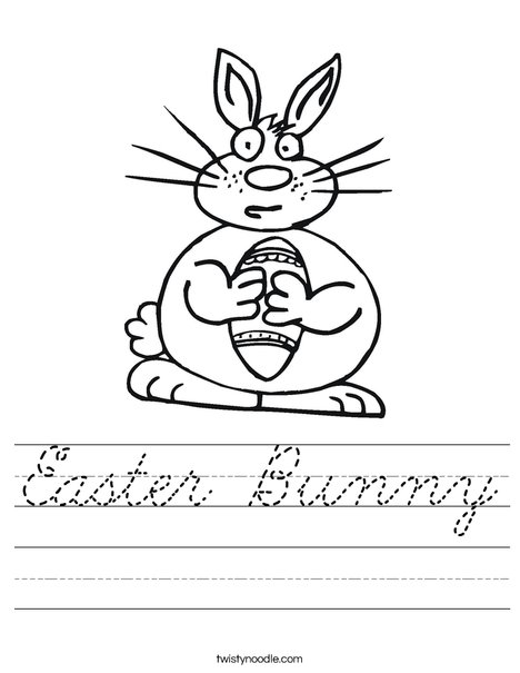 Easter Bunny Holding an Egg Worksheet