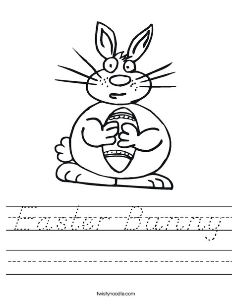 Easter Bunny Holding an Egg Worksheet