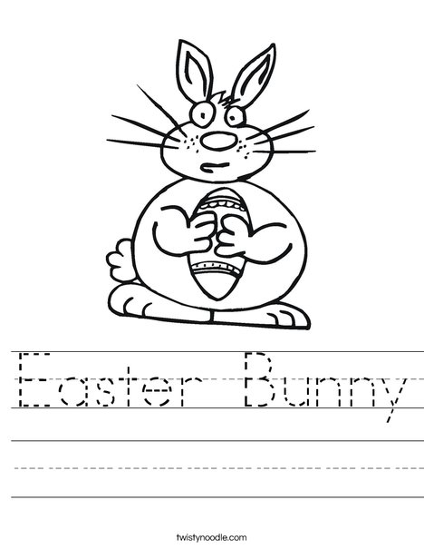 Easter Bunny Holding an Egg Worksheet