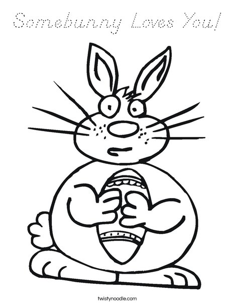 Easter Bunny Holding an Egg Coloring Page