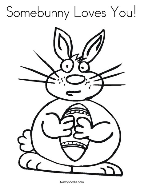 Easter Bunny Holding an Egg Coloring Page