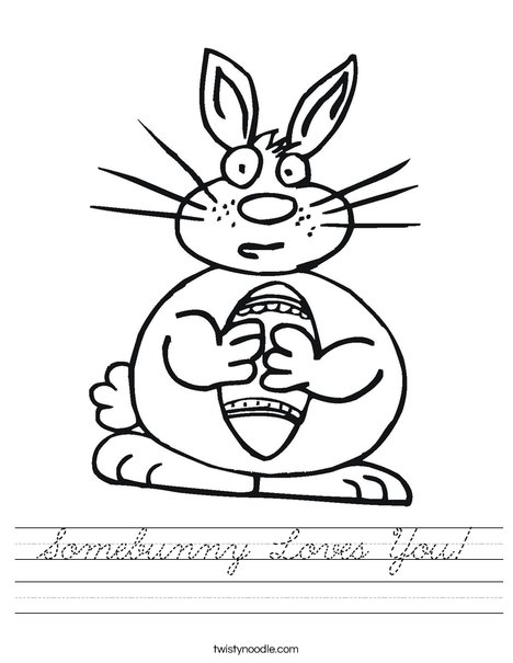 Easter Bunny Holding an Egg Worksheet