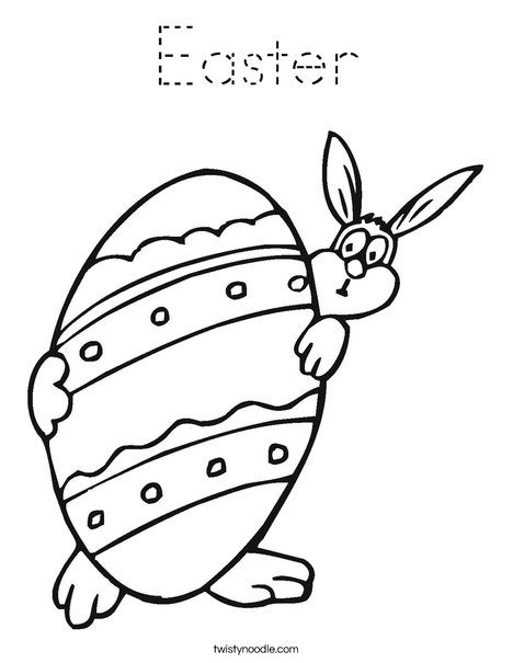 Easter Bunny and Large Egg Coloring Page