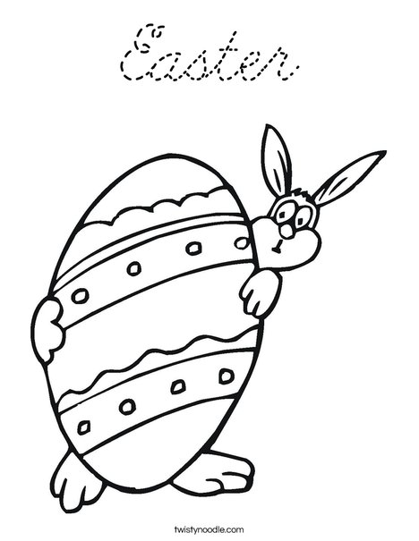 Easter Bunny and Large Egg Coloring Page