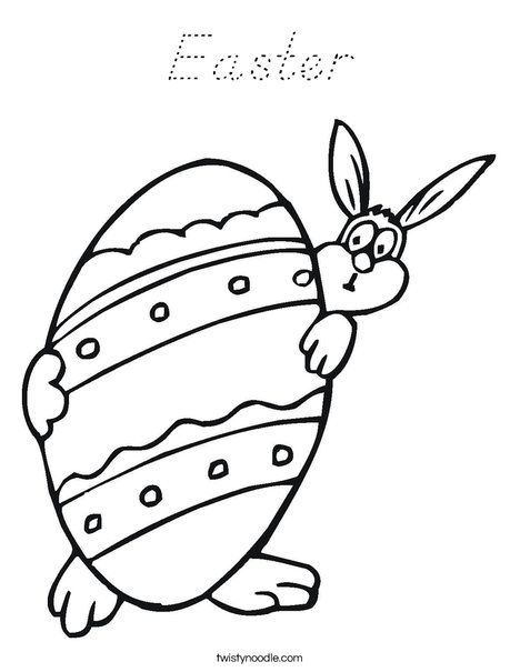 Easter Bunny and Large Egg Coloring Page