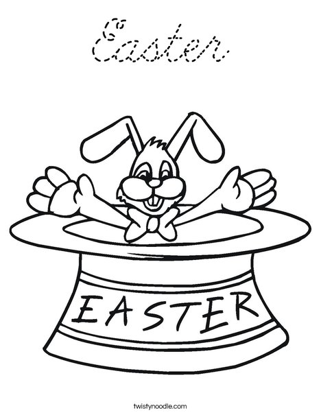 Easter Bunny in a Hat Coloring Page